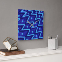 Blue Zig Zags Dots Funky Pattern
