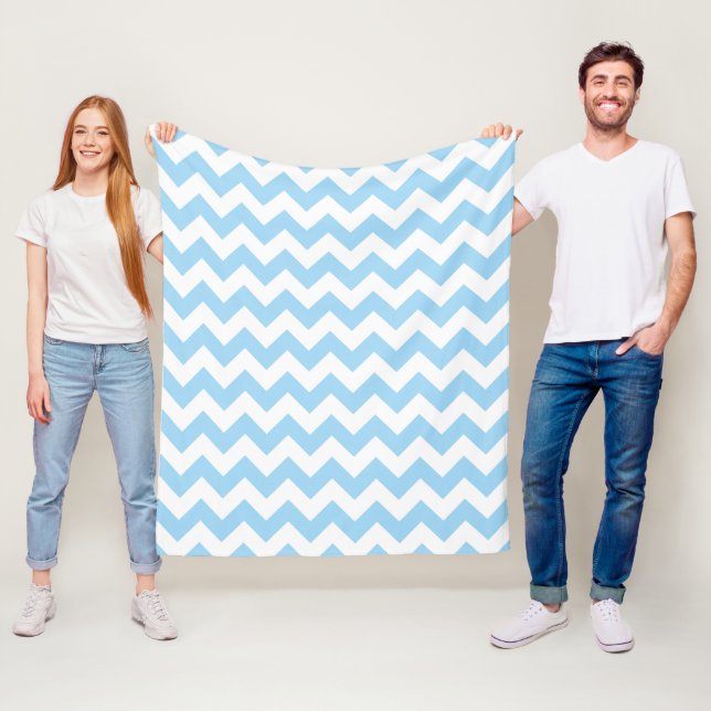 Blue Zigzag, Blue Chevron, Geometric Mönster Fleecefilt (På plats)