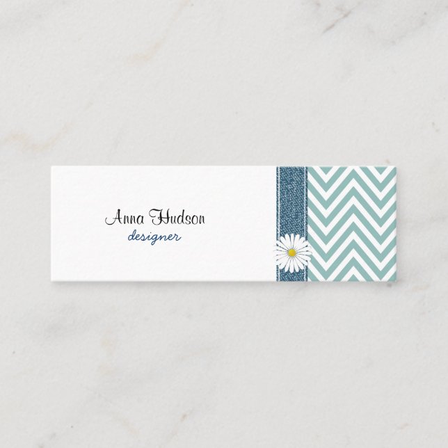 Blue Zigzag, Blue Chevron, Geometric Mönster Mini Visitkort (Framsida)