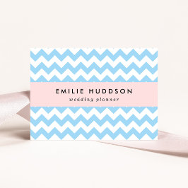 Blue Zigzag, Blue Chevron, Geometric Mönster Visitkort