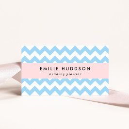 Blue Zigzag, Blue Chevron, Geometric Mönster Visitkort