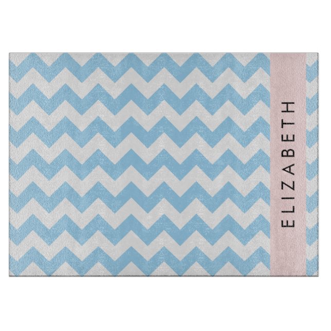 Blue Zigzag, Blue Chevron, Wave Mönster, ditt namn (Framsidan)