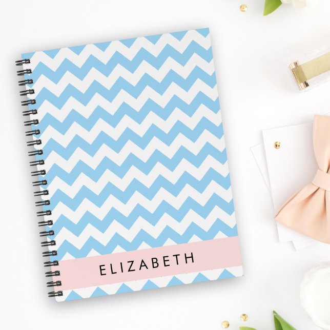 Blue Zigzag, Blue Chevron, Wave Mönster, ditt namn Anteckningsbok (Skapare uppladdad)