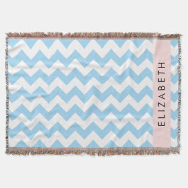 Blue Zigzag, Blue Chevron, Wave Mönster, ditt namn Filt