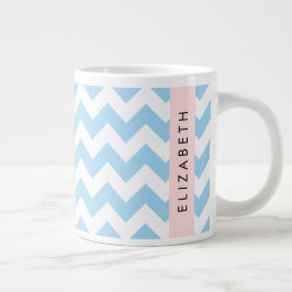 Blue Zigzag, Blue Chevron, Wave Mönster, ditt namn Jumbo Mugg