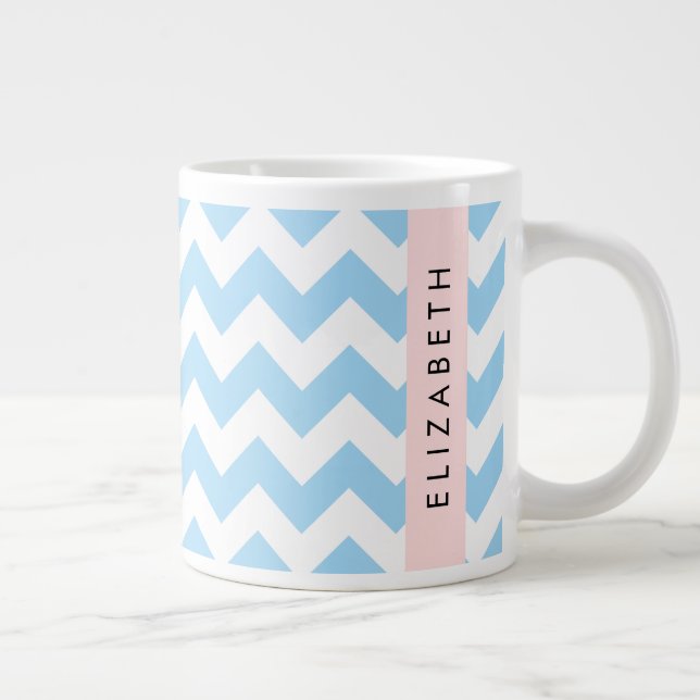 Blue Zigzag, Blue Chevron, Wave Mönster, ditt namn Jumbo Mugg (Höger)