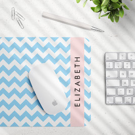 Blue Zigzag, Blue Chevron, Wave Mönster, ditt namn Musmatta
