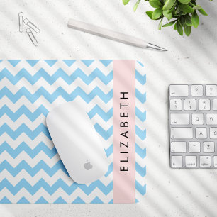 Blue Zigzag, Blue Chevron, Wave Mönster, ditt namn Musmatta