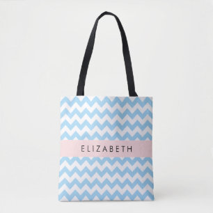 Blue Zigzag, Blue Chevron, Wave Mönster, ditt namn Tygkasse
