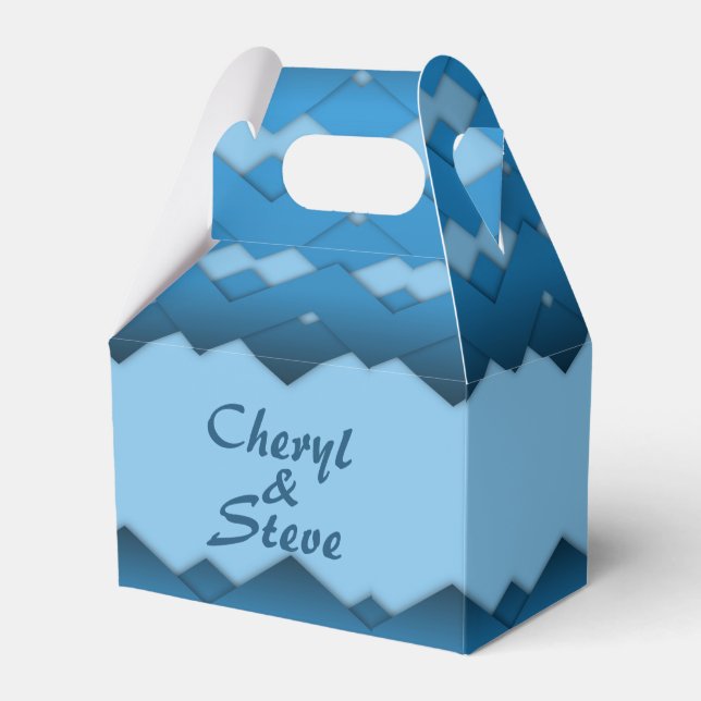 Blue Zigzag Monogram Presentaskar (Framsidan Sidan)