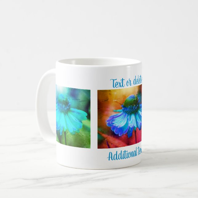 Blue Zinnia Blommigt Art Personlig Kaffemugg (Framsida vänster)