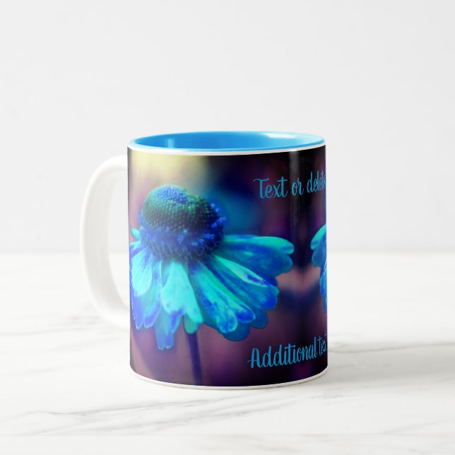 Blue Zinnia Flower Art Personlig Två-Tonad Mugg (Framsida vänster)