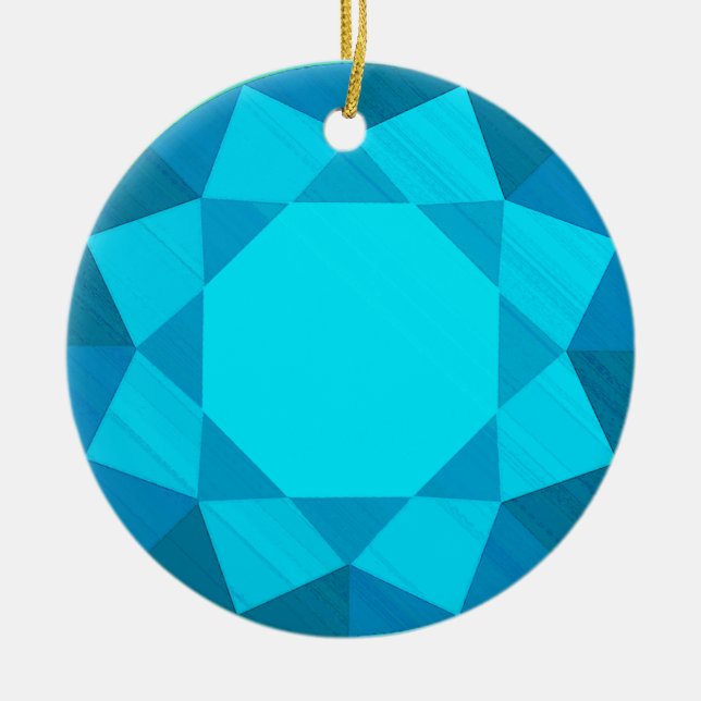 Blue Zircon Gemstone/Jewel Graphic Image Julgransprydnad Keramik (Framsidan)