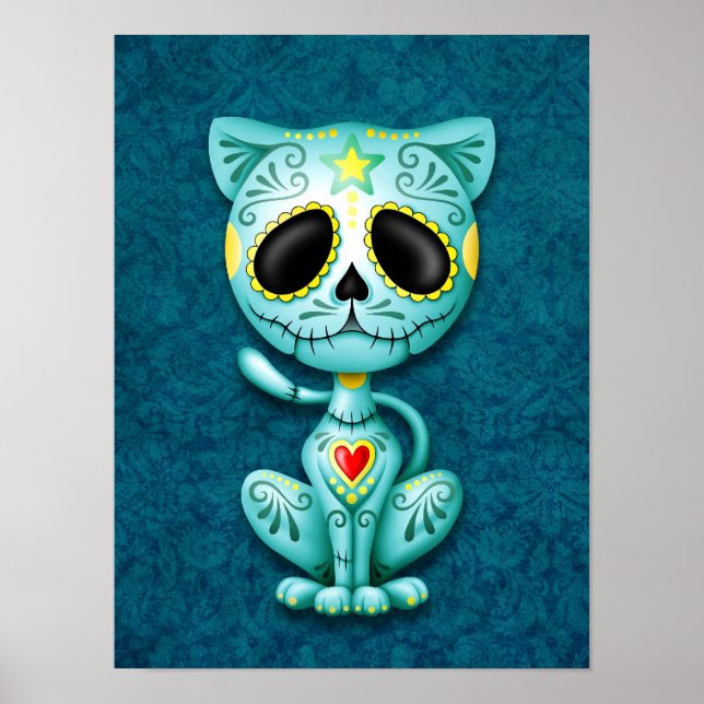 Blue Zombie Sugar Kitten Poster (Framsidan)