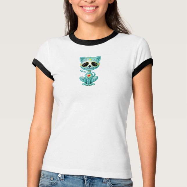 Blue Zombie Sugar Kitten Tee Shirt (Framsida)