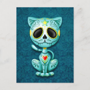 Blue Zombie Sugar Kitten Vykort