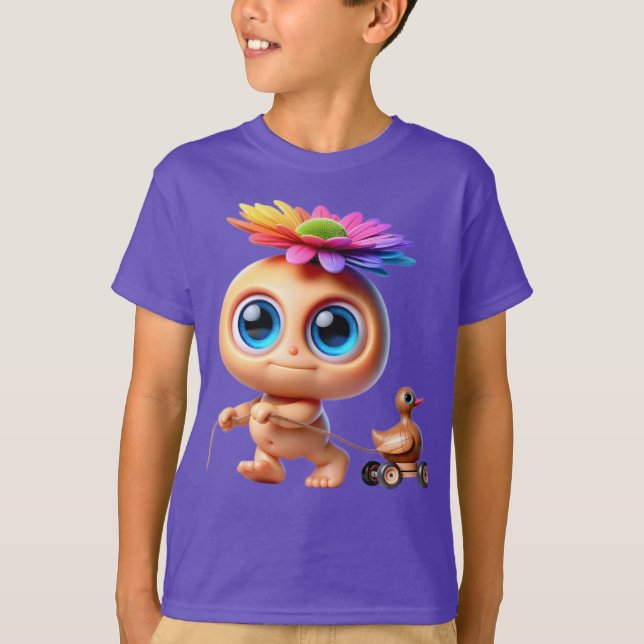 Blueaisik med trä Anka T Shirt (Framsida)