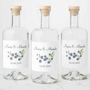 Bluebär Blueberry Fruits Summer Bröllop Spritflaskor Etikett