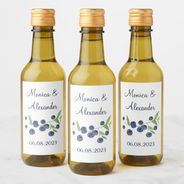 Bluebär Blueberry Fruits Summer Bröllop Vinetikett (Flaskor)