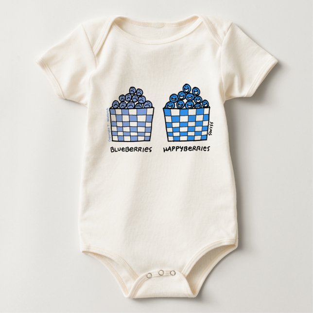 Bluebär Happybär Tecknad Art Funny Baby T Shirt (Framsida)