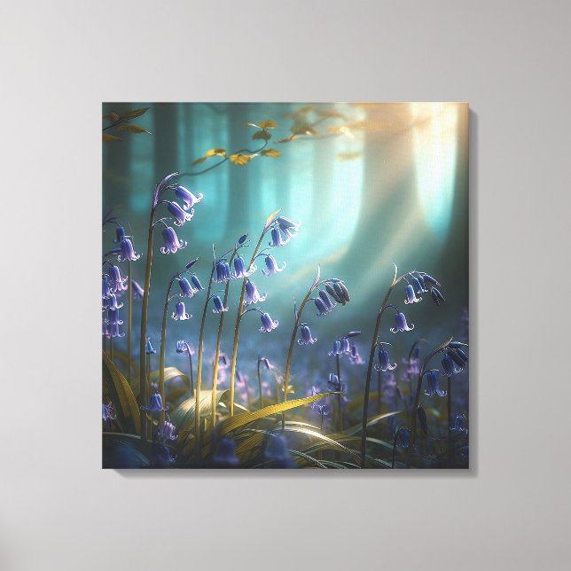 Bluebell Enchantment: Forest Light Ballet Canvastryck (Framsida)