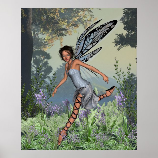 Bluebell Fairy i Vår Woodland Poster (Framsidan)