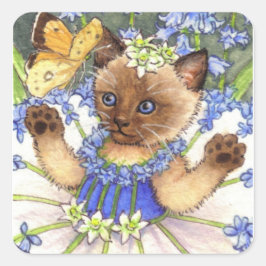 Bluebell Kitten-klistermärken Fyrkantigt Klistermärke