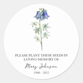 Bluebell Memorial Funeral Seed Packet Runt Klistermärke