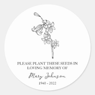 Bluebell Memorial Funeral Seed Packet Runt Klistermärke
