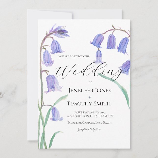 bluebell watercolor wedding invitation  inbjudningar (Framsida)