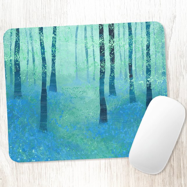 Bluebell Woodland Musmatta (Bluebell woodland forest landscape art mousemat)