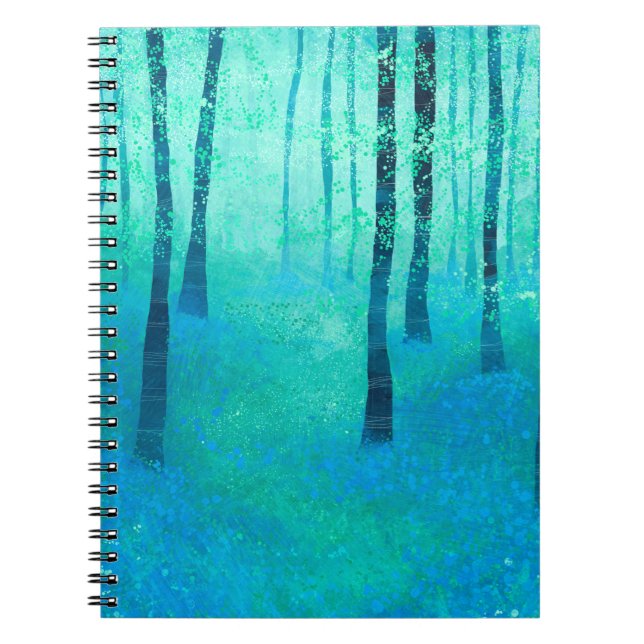 Bluebelli en Woodland Forest Landscape Painting Anteckningsbok (Framsidan)