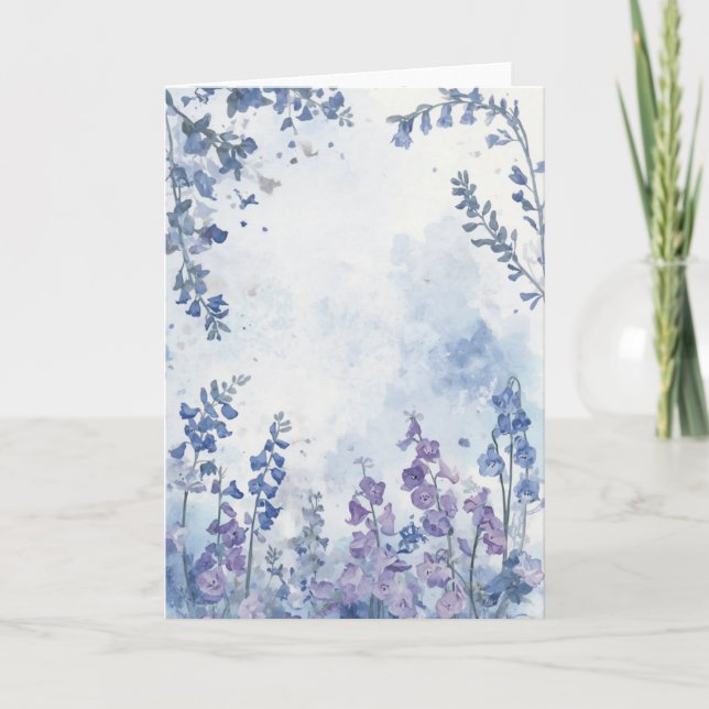 Bluebells and SweetPeas Watercolor Motif BlankCard Kort (Framsida)