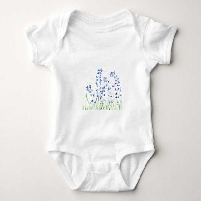Bluebells blåa blommor vår t shirt (Framsida)