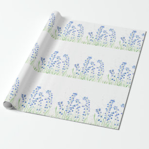 Bluebells blåa blommor Watercolor Blommigt Rustic Presentpapper