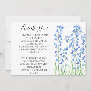 Bluebells Blue Blommigt Funeral Död Tack Inbjudningar