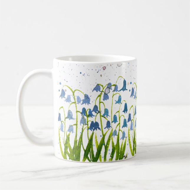Bluebells Blue blommigt Nature Botanical Söt Kaffemugg (Vänster)