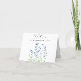 Bluebells Blue Flower Blommigt Bröllop Tack Kort