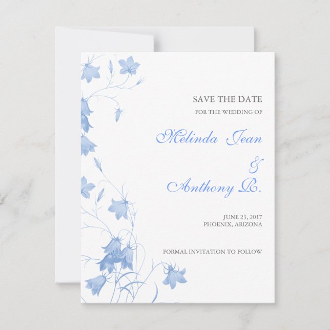 Bluebells - Blue Save the Date Spara Datumet (Framsida)