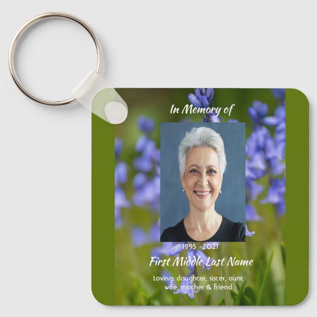  Bluebells Garden Flowers Memorial Keepsake  Nyckelring (Framsida)