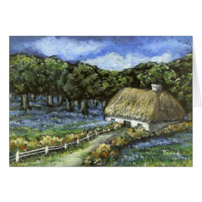 Bluebells, gorse och woodland hälsningskort (Framsidan Horizontal)