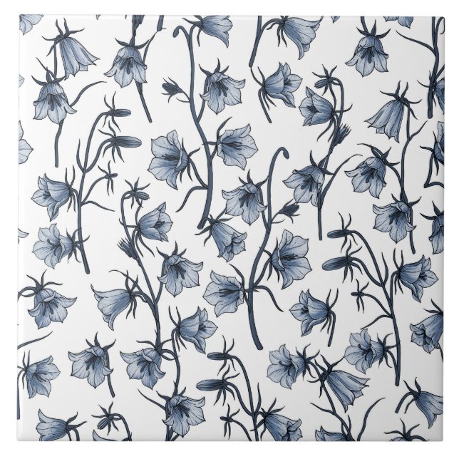 Bluebells, Harebells, Bellblommor Kakelplatta (Framsidan)