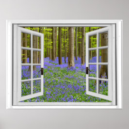 Bluebells och Träd View Faux Window Poster