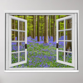 Bluebells och Träd View Faux Window Poster