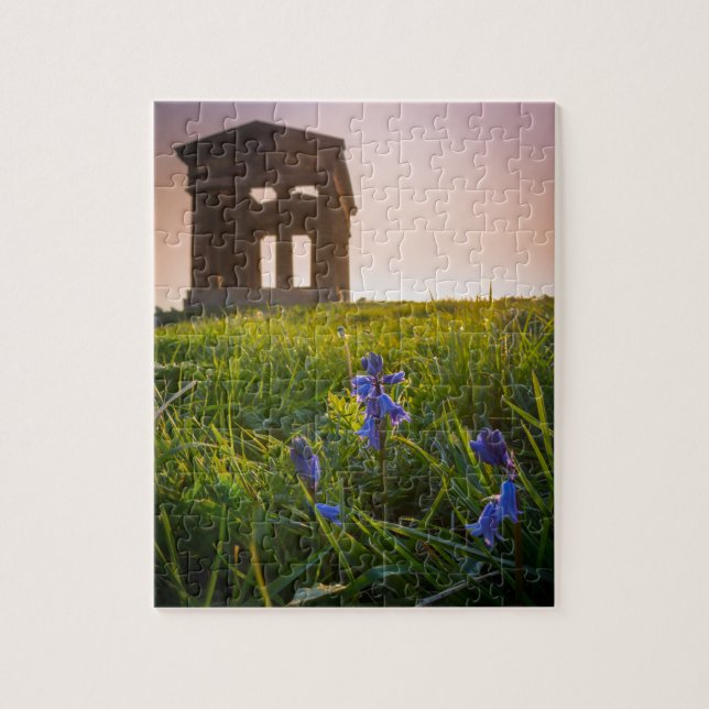 Bluebells på Penshaw Monument Jigszons Puzzle Pussel (Vertikal)