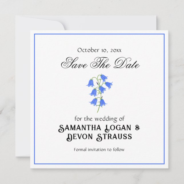 Bluebells Save The Date Wedding Spara Datumet (Framsida)