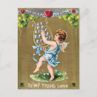 Bluebells Victorian Valentine Day Postcard Helg Vykort