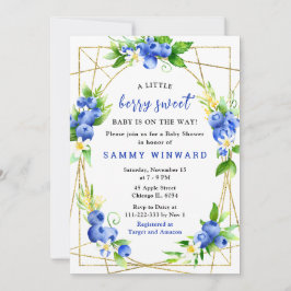 Blueberries and Foliage Baby Shower Inbjudningar