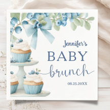 Blueberry Baby Brunch Pojke Shower Papper