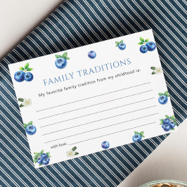 Blueberry Baby Shower Family Traditions Game Card Inbjudningar